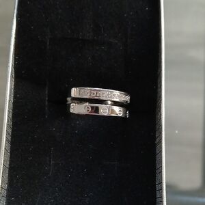 Silver Stacked Rings with Crystal Accents